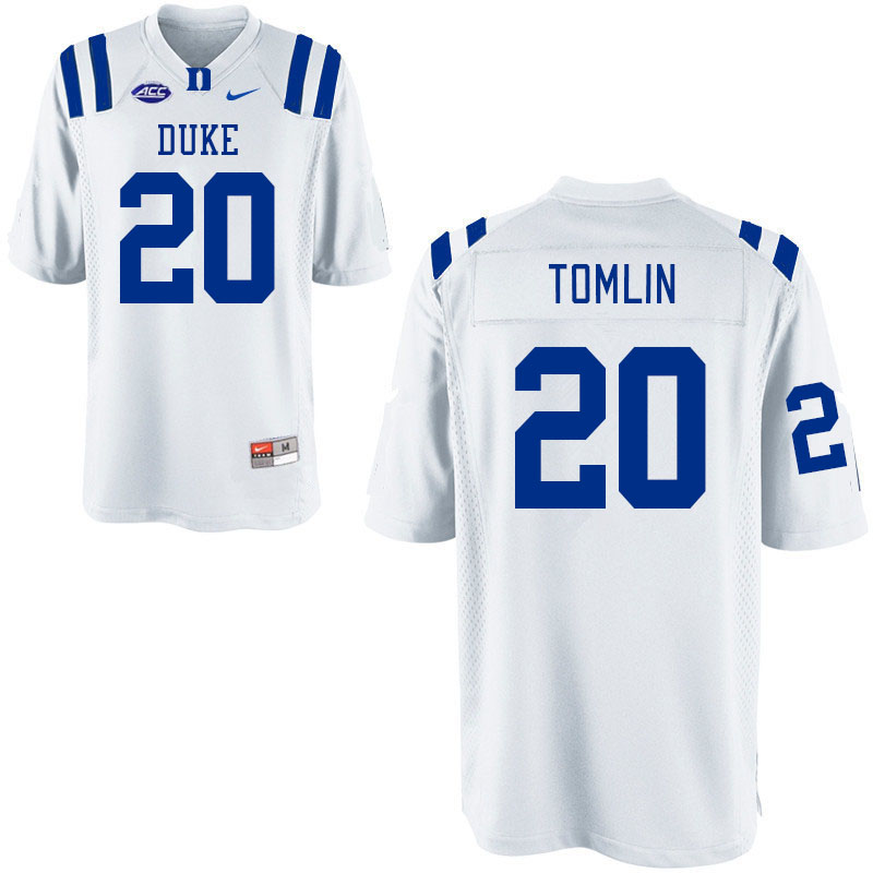 Duke Blue Devils #20 Donald Tomlin College Football Jerseys Stitched Sale-White